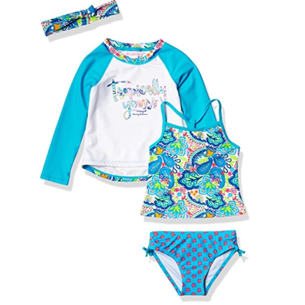 Tommy Bahama Girls' Rashguard and Bottom Swimsuit Set